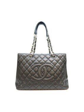 Chanel Black Caviar Silver Grand Shopping Tote Bag GST
